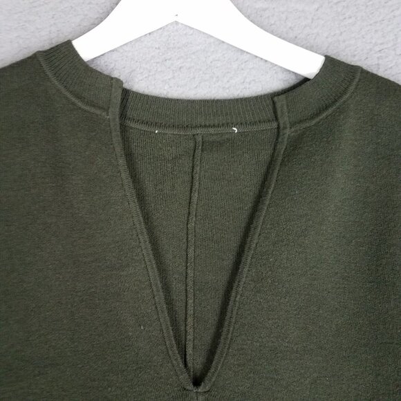 Sandro Sweater Women's 3/ Large Olive Green Oversized Knit Pullover Stretch - Picture 4 of 12